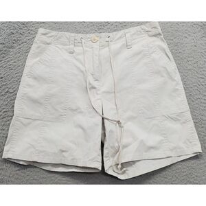 Talbots Shorts Womens Size 2 White Stretch‎ Summer Pockets Flat Front Drawstring